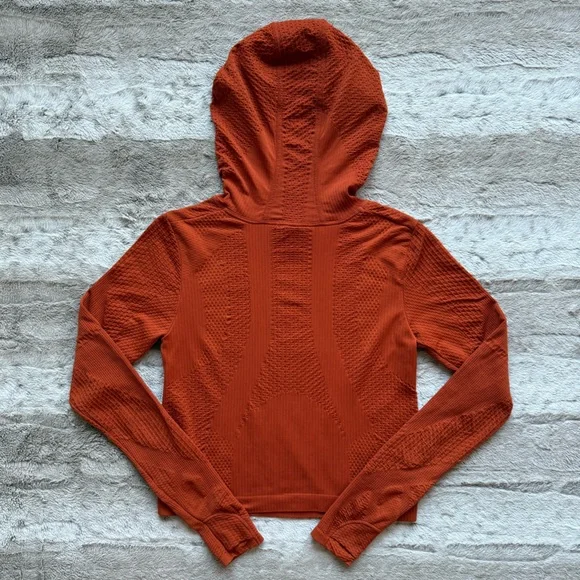 NWOT Athleta Flurry Seamless Cropped Hoodie in Foliage Orange Size S - Picture 5 of 13